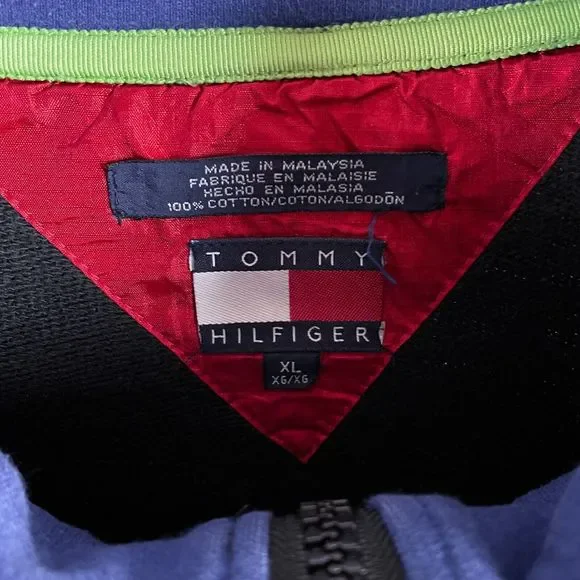 Vintage Black Tommy Hilfiger Sweatshirt 1/4 Zip Mens XL - Picture 6 of 6